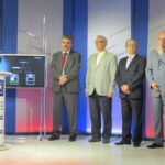 Studio TVP Kielce (prezydent Wojciech Lubawski, Marek Mikos, dyrektor TVP Kielce, z prawej Zdzisław Wrzałka, starosta kielecki) / Robert Felczak/Radio Kielce