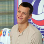 Konferencja Effectora Kielce (20 sierpnia 2013). Prezentacja nowych zawodników. n/z Bartosz Wajdowicz / Wojciech Habdas / Radio Kielce