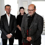 Wystawa "Poezja Światła" w Instytucie Designu.  Michaił Bokotej, Indre Stulgaite-Kriukiene i Remigijus Kriukas. / Wojciech Habdas / Radio Kielce