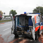 12.09.2013. Zderzenie busa z karetką na Krakowskiej w Kielcach / Wojciech Habdas / Radio Kielce