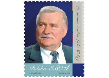 Znaczek wydany przez Pocztę Polską z okazji 70 urodzin Lecha Wałęsy