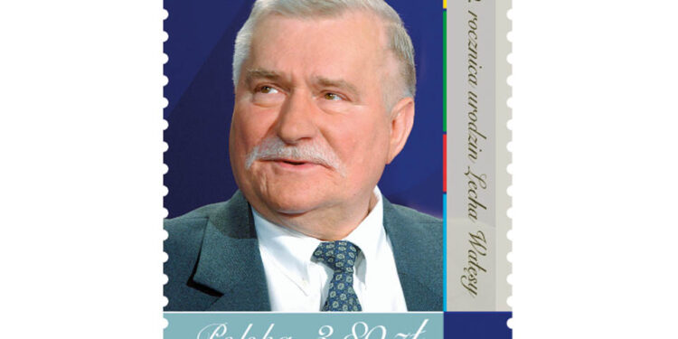 Znaczek wydany przez Pocztę Polską z okazji 70 urodzin Lecha Wałęsy