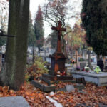 Nagrobek Katarzyny Plewińskiej czeka na odnowienie. Obecnie ma pękniętą płytę, ślady korozji, a złodzieje ukradli fragment ogrodzenia. / Wojciech Habdas / Radio Kielce