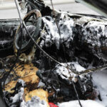 Samochód osobowy marki Renault zapalił się dziś przed godziną 11.00 na Alei IX Wieków Kielc / Wojciech Habdas / Radio Kielce