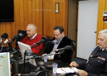 Studio Polityczne RK - od lewej Grzegorz Banaś, Andrzej Szejna, Mirosław Pawlak / Stanisław Blinstrub / Radio Kielce