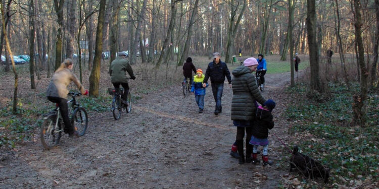 Zazwyczaj o tej porze roku na stadionie roi się od narciarzy. Jednak teraz, ze względu na wiosenną aurę, to idealny teren dla spacerowiczów. / Paweł Klepka / Radio Kielce