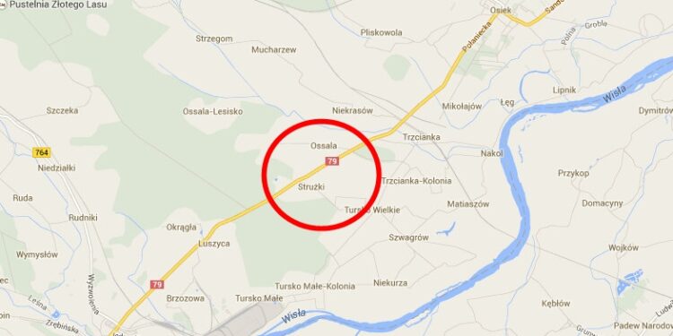 Mapa Ossala Wypadek / Google Map