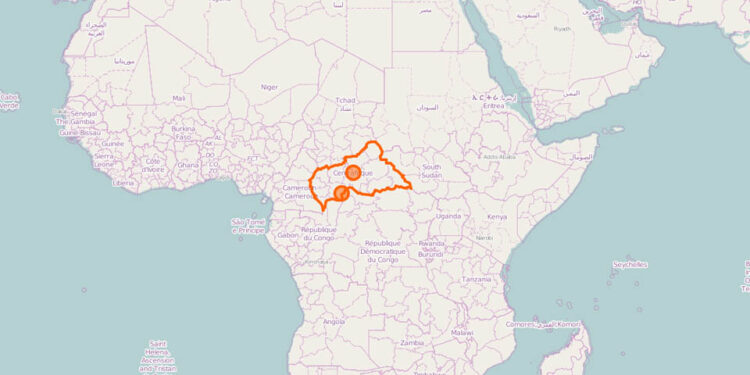 republika środkowoafrykańska / http://www.openstreetmap.org