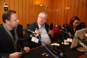 Studio Polityczne 23.02.2014 - przewodniczący SLD w Regionie Andrzej Szejna, europoseł Czesław Siekierski, poseł Marzena Okła-Drewnowicz / Stanisław Blinstrub / Radio Kielce