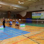 25.10.2014 Kielce. Badmintonowy II Turniej Pamięci Adama Gołąba. Pojedynek dziennikarzy Radia Kielce Jakub Rożek - Maciej Makuła / Wojciech Habdas / Radio Kielce