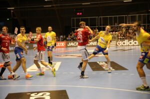 16.11.2014 Aalborg Handball - Vive Tauron Kielce 25:27 / Jarosław Dragan / Radio Kielce