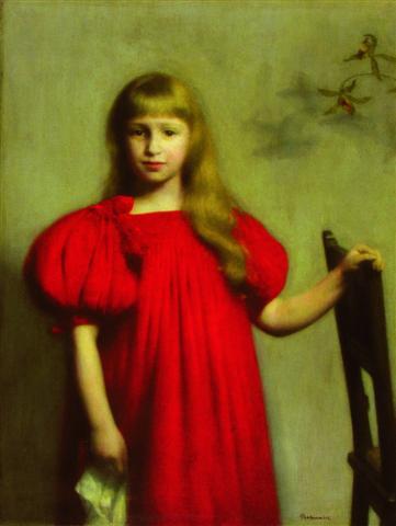 Józef Pankiewicz - Dziewczynka w czerwonej sukience
