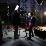 21.11.2014 Kielce. Dziennikarze Radia Kielce, wraz z Olkiem Klepaczem nagrywali teledysk do tegorocznej Pastorałki. / Wojciech Habdas / Radio Kielce