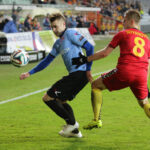 12.12.2014 Kielce. Fragment meczu TMobile Ekstraklasy Korona Kielce - Cracovia. / Wojciech Habdas / Radio Kielce