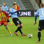 12.12.2014 Kielce. Fragment meczu TMobile Ekstraklasy Korona Kielce - Cracovia. / Wojciech Habdas / Radio Kielce