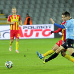 12.12.2014 Kielce. Fragment meczu TMobile Ekstraklasy Korona Kielce - Cracovia. / Wojciech Habdas / Radio Kielce