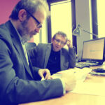 Radiowa 4, Teatr Polskiego Radia Kielce. Grzegorz Kozera i Ryszard Koziej pracują nad scenariuszem. / Wojciech Habdas / Radio Kielce