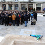 7.2.2015 Kielce. Konferencja prasowa Adama Jarubasa na pl. Artystów / Wojciech Habdas / Radio Kielce