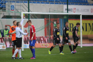 22.3.2015 Gliwice. Fragment meczu Piast Gliwice - Korona Kielce. / Wojciech Habdas / Radio Kielce