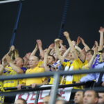 Pierwszy mecz ćwierćfinału LM piłkarzy ręcznych: Vardar Skopje - Vive Tauron Kielce. Mistrzów Polski dopingowała grupa kilkudziesięciu kibiców / Kamil Król / Radio Kielce