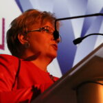 Rozstrzygnięcie konkursów przedmiotowych gimnazjalistów - gala w Targach Kielce. Zastępca dyrektora ŚCDN Alicja Stradomska / Kamil Król / Radio Kielce