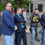 28.05.2015 Kielce. Rynek. Pożegnanie zawodników Vive Tauron Kielce przed Final Four Ligi Mistrzów - Bertus Servaas i Wojciech Lubawski / Stanisław Blinstrub / Radio Kielce