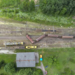 25.6.2015 Zagnańsk. W nocy w Zagnańsk wykoleił się podciąg towarowy. / Wojciech Habdas / Radio Kielce