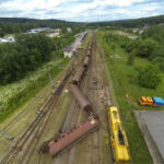 25.6.2015 Zagnańsk. W nocy w Zagnańsk wykoleił się podciąg towarowy. / Wojciech Habdas / Radio Kielce