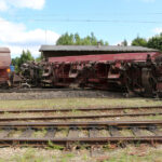 25.6.2015 Zagnańsk. W nocy w Zagnańsk wykoleił się podciąg towarowy. / Wojciech Habdas / Radio Kielce