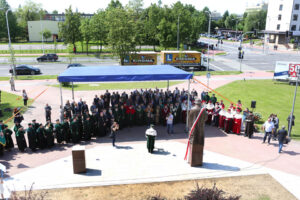 3.6.2015 Kielce. Jubileusz 50-lecia Politechniki Świętokrzyskiej. Uroczyste posiedzenie senatu uczelni połączone z odsłonięciem posągu Stanisława Staszica. / Wojciech Habdas / Radio Kielce