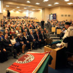 3.6.2015 Kielce. Jubileusz 50-lecia Politechniki Świętokrzyskiej. Uroczyste posiedzenie senatu uczelni połączone z przekazaniem przez władze Kielc nowego sztandaru Politechniki Świętokrzyskiej / Wojciech Habdas / Radio Kielce