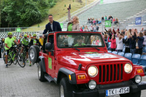 10.7.2015 Kielce. Na Kadzielni powstaje spot promujący Trasy rowerowe w Polsce Wschodniej Green Velo / Wojciech Habdas / Radio Kielce