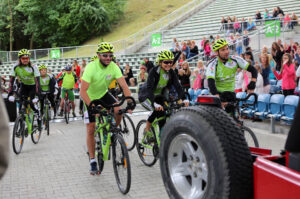 10.7.2015 Kielce. Na Kadzielni powstaje spot promujący Trasy rowerowe w Polsce Wschodniej Green Velo / Wojciech Habdas / Radio Kielce