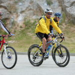 10.7.2015 Kielce. Na Kadzielni powstaje spot promujący Trasy rowerowe w Polsce Wschodniej Green Velo / Wojciech Habdas / Radio Kielce