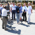 7.7.2015 Kielce. Konferencja SLD na pl. Artystów. na zdjęciu Andrzej Szejna, Joanna Grzela, Paweł Ramiączek / Wojciech Habdas / Radio Kielce