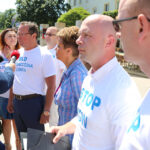 7.7.2015 Kielce. Konferencja SLD na pl. Artystów. na zdjęciu Andrzej Szejna, Joanna Grzela, Paweł Ramiączek / Wojciech Habdas / Radio Kielce