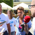 7.7.2015 Kielce. Konferencja SLD na pl. Artystów. na zdjęciu Andrzej Szejna, Joanna Grzela, Paweł Ramiączek / Wojciech Habdas / Radio Kielce