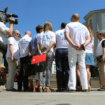 7.7.2015 Kielce. Konferencja SLD na pl. Artystów. na zdjęciu Andrzej Szejna, Joanna Grzela, Paweł Ramiączek / Wojciech Habdas / Radio Kielce