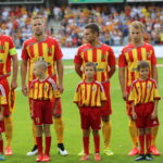 03.08.2015. 3. kolejka T-Mobile Ekstraklasy Korona Kielce - Ruch Chorzów. Piłkarze Korony tuż przed meczem / Kamil Król / Radio Kielce