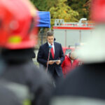 11.9.2015 Kielce. Rocznica zamachów 11 września 2001 przed pomnikiem Homo Homini / Wojciech Habdas / Radio Kielce