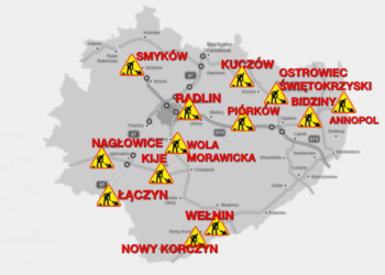 mapka utrudnień wrzesień 2015 / Stanisław Blinstrub / Radio Kielce