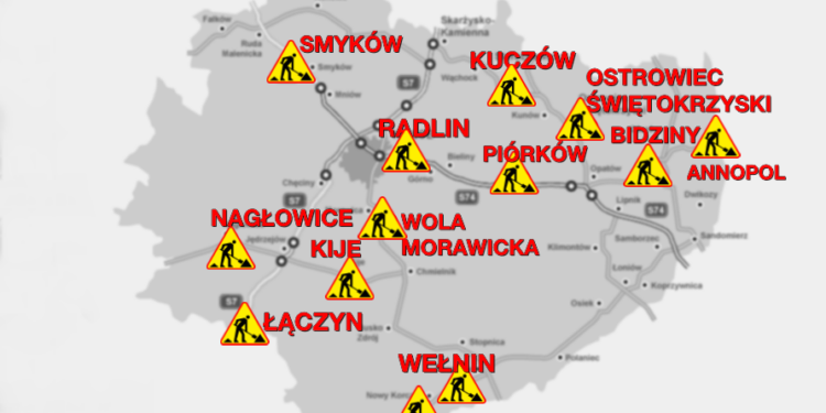 mapka utrudnień wrzesień 2015 / Stanisław Blinstrub / Radio Kielce