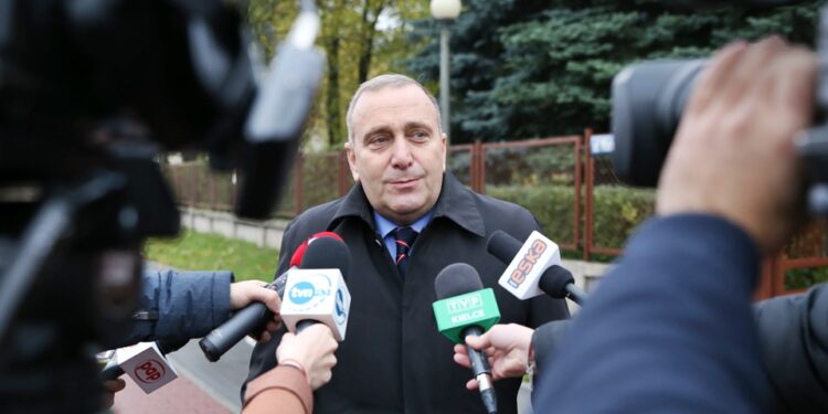 23.10.2015 Kielce. Grzegorz Schetyna / Stanisław Blinstrub / Radio Kielce