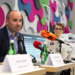 2.11.2015 Kielce. Konferencja z udziałem zastępcy prezydenta Kielc Tadeusza Sayora, prezydenta Kielc  Wojciecha Lubawskiego, dyrektora Kieleckiego Parku Technologicznego Szymona Mazurkiewicza / Wojciech Habdas / Radio Kielce