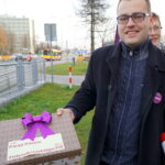 18.12.2015. Happening Partii Razem przed siedzibą świętokrzyskiego PiS / Kamil Król / Radio Kielce