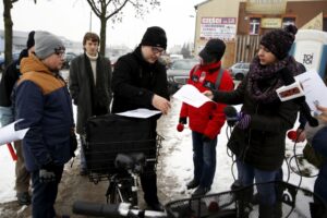 Kielce. Skrzyżowanie Al. Tysiąclecia z al. Solidarności i ulica Domaszowską. Konferencja prasowa Stowarzyszenia Kieleckie Inwestycje. / Jarosław Kubalski / Radio Kielce