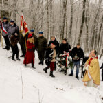 24.1.2016 Kielce. Karczówka. Pod pomnik powstańców styczniowych 1863 roku, odbył się Apel Pamięci, oddana została salwa honorowa. / Wojciech Habdas / Radio Kielce