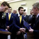 18.02.2016 Kielce. Piłkarze Vive Tauron Kielce zostali uhonorowani podczas Sesji Rady miasta za promocje Kielc. / Jarosław Kubalski / Radio Kielce