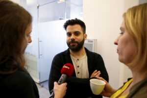 24.02.2016 Kielce . Rozpoczęcie trzeciej edycji Italian Design School w Institute of Design. Andrea Busatto. / Jarosław Kubalski / Radio Kielce