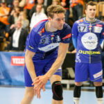 11.02.2016 Krisianstad. IFK-VTK. Druga połowa meczu. Tobias Reichman / Stanisław Blinstrub / Radio Kielce